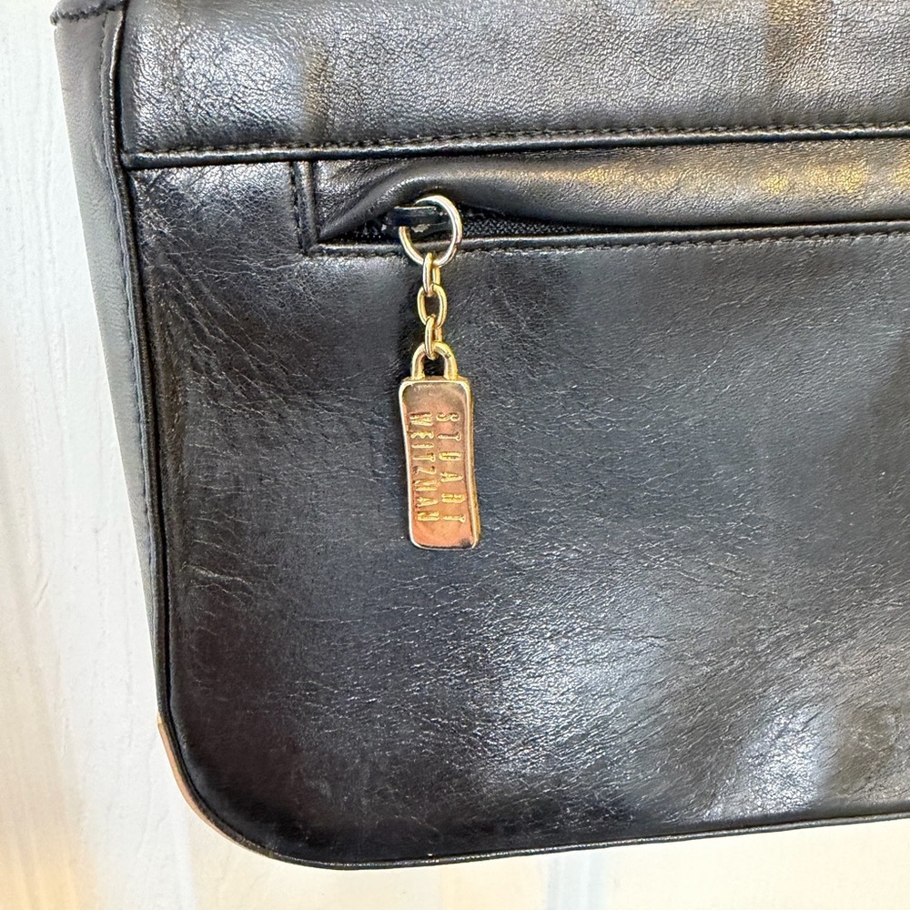 Stuart Whitman Vintage Black Leather Shoulder Bag with Gold Chain Strap - Picture 5 of 9